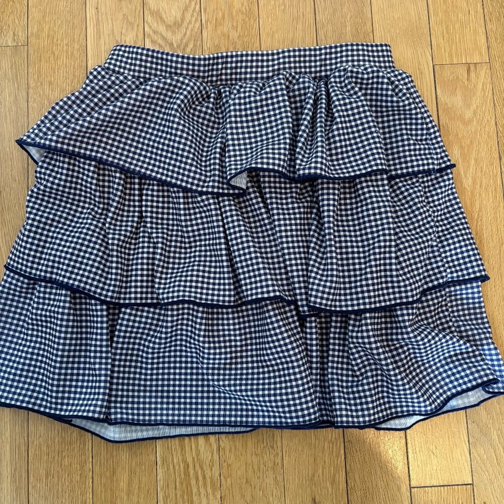 Zara Navy and White patterned and ruffled skirt